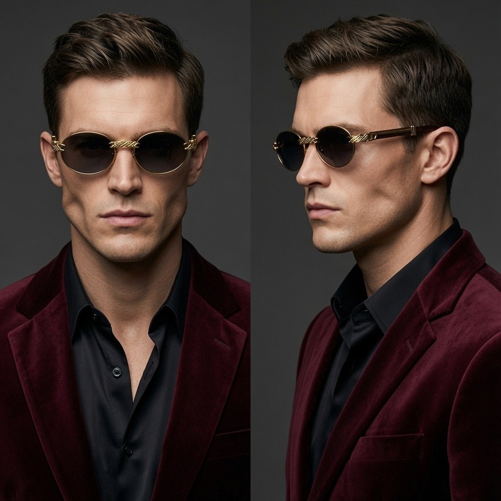 Gold Frame Sunglasses Lens UV400 Protection Male Female Street Wear Cholo Gafas